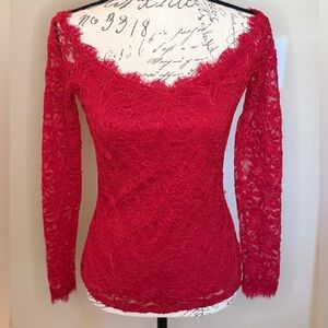 ♥️ Like New Red Lace slightly off shoulder top. Used once.